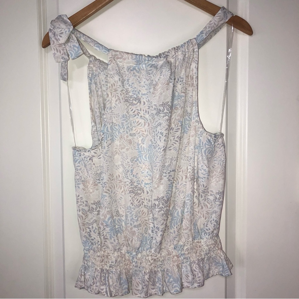 Final Touch Halter Tie Smocked Peplum Stretch Boutique Top New Medium